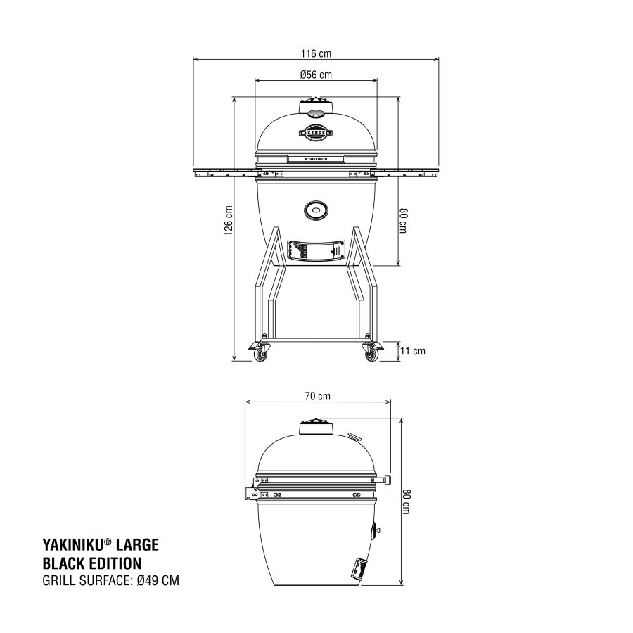 YAKINIKU Large Kamado basic black edition keramični žar na oglje Ι 49 cm - slika 9